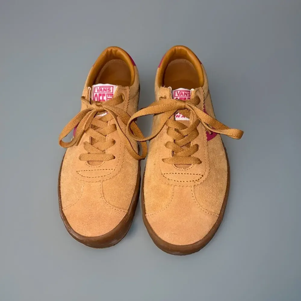 Vans Sport Low Shoes Leather Men 7 Women 8.5 Unisex rust brown + Pink New y2k
